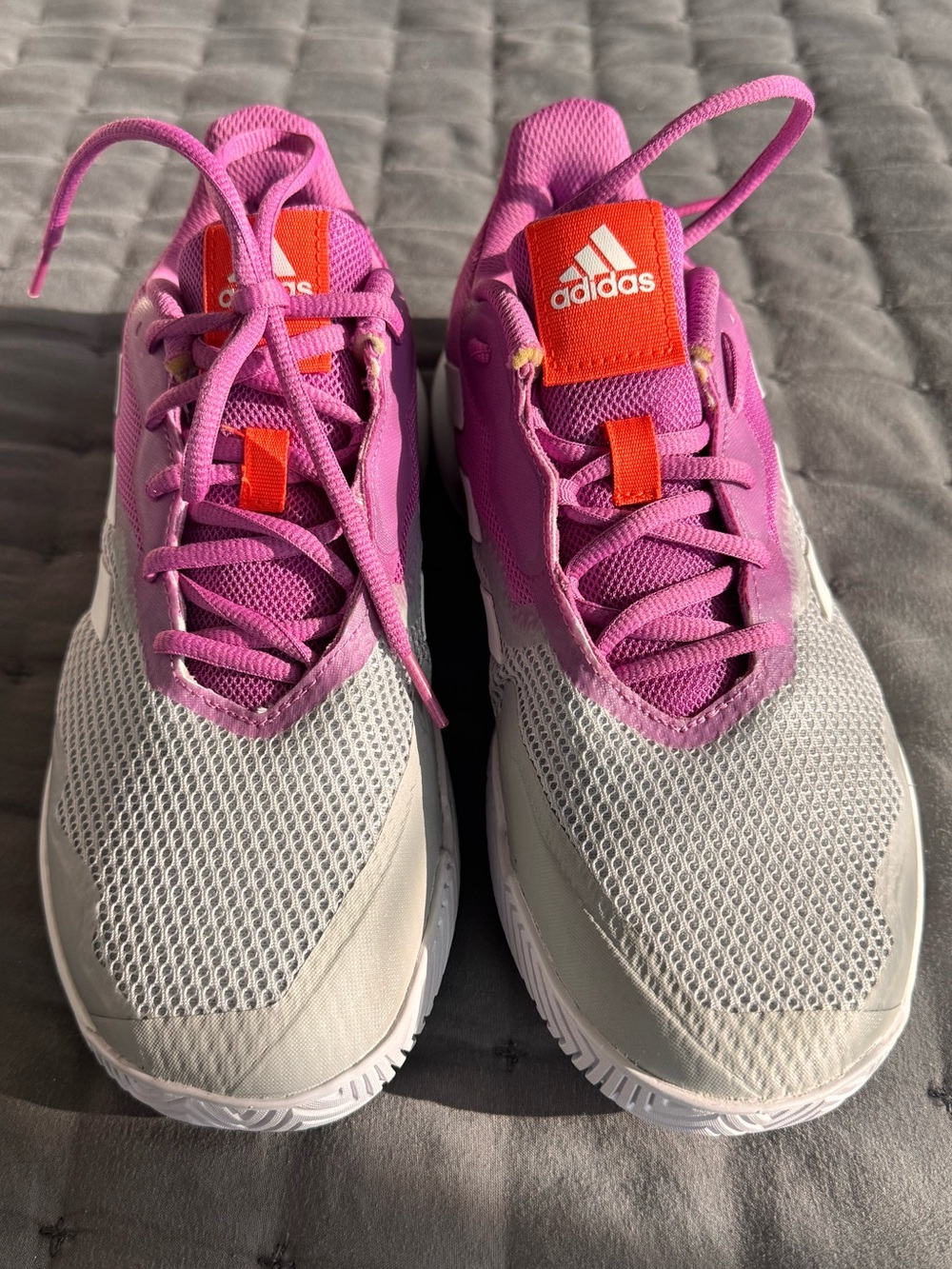 adidas Women's Pink, White & Orange Hard Court Tennis Shoes